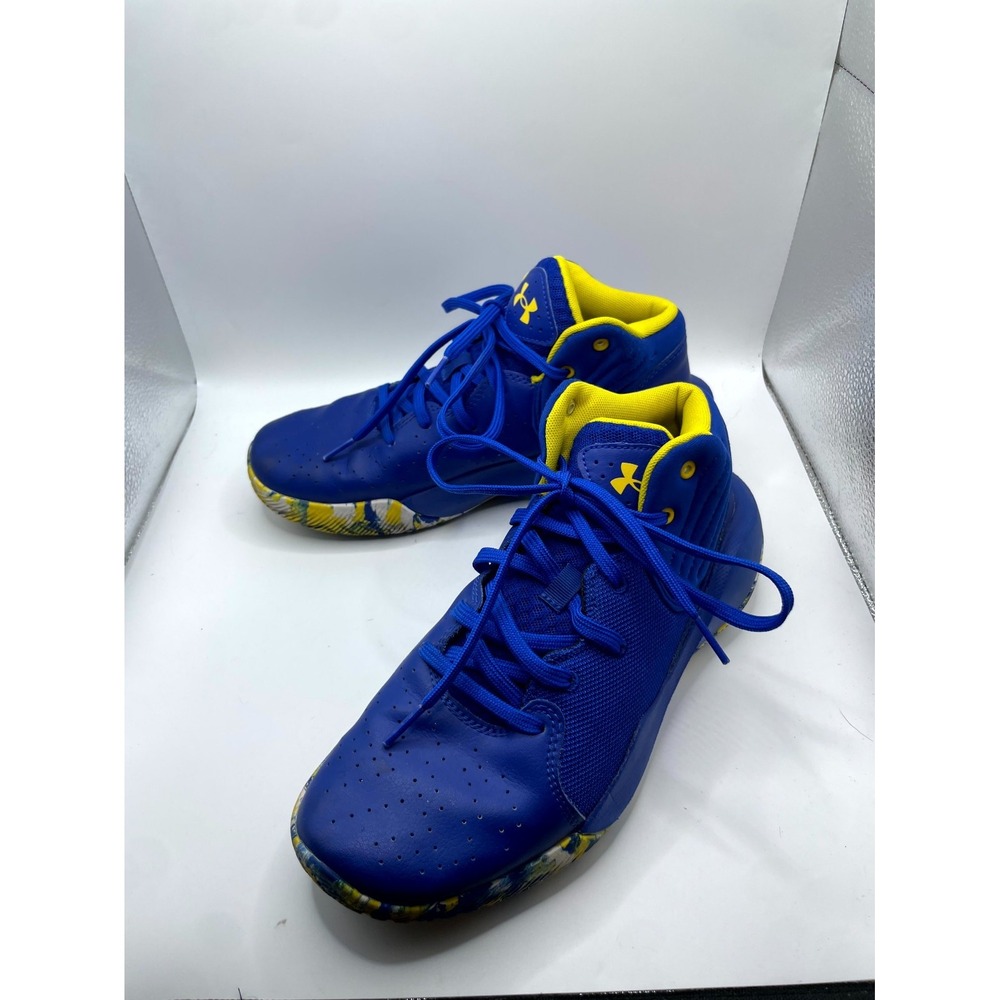 Under Armour Jet 21 3024794-400 Youth US 7 Sneaker Royal Yellow Basketball Shoes